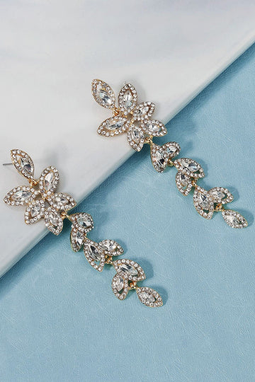 Vintage Simple Rhinestone Gold Leaf Øreringe